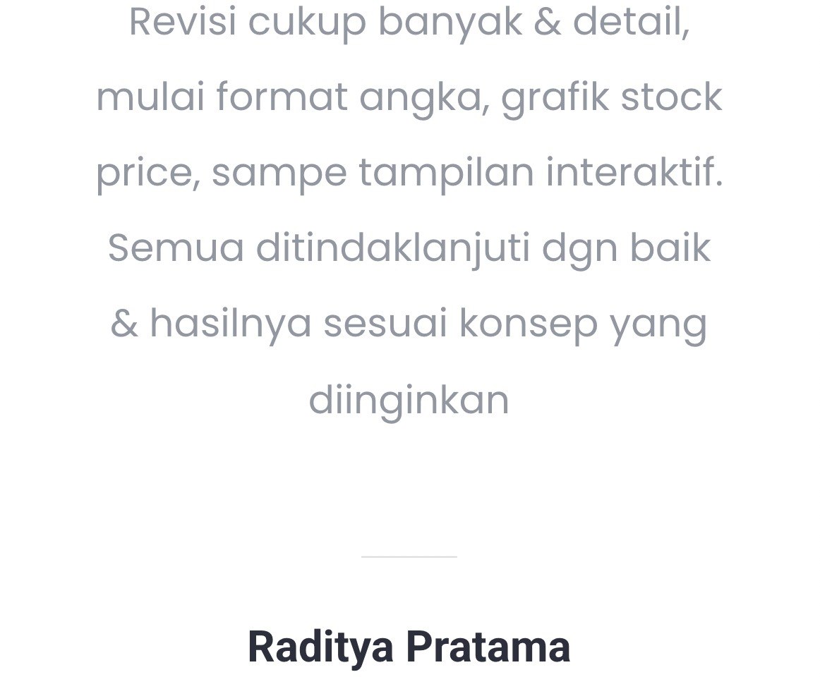 Testimoni pelanggan Raditya Pratama