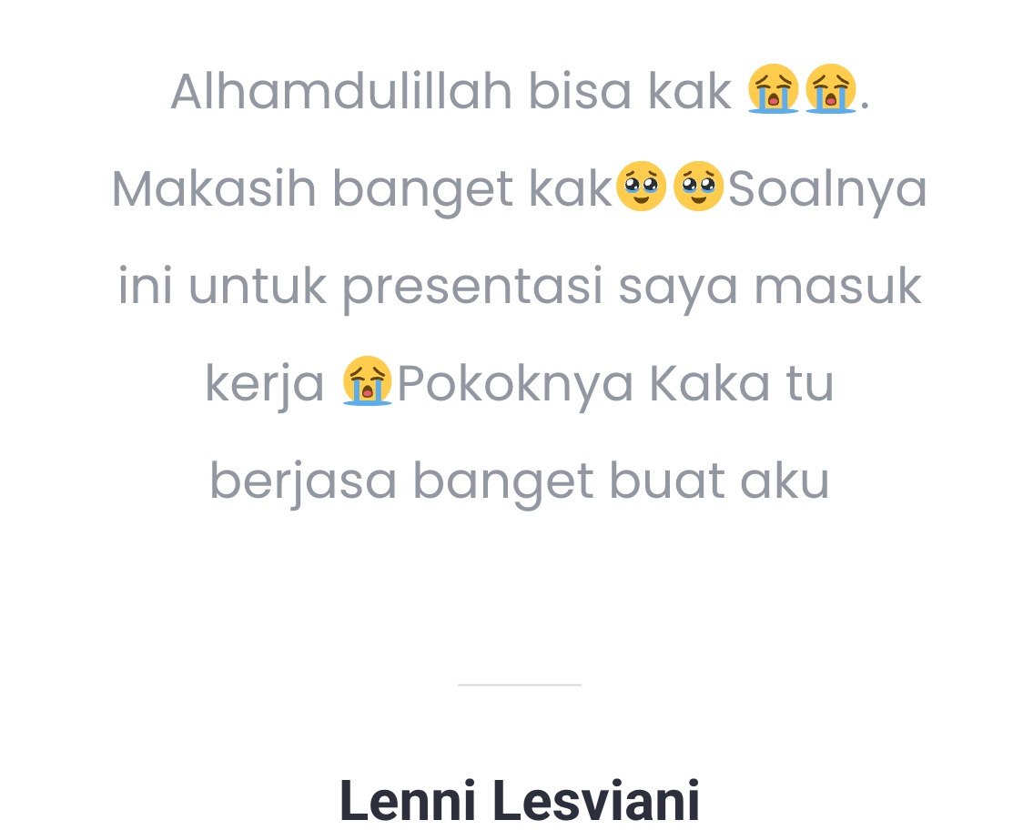 Testimoni pelanggan Lenni Lesviani